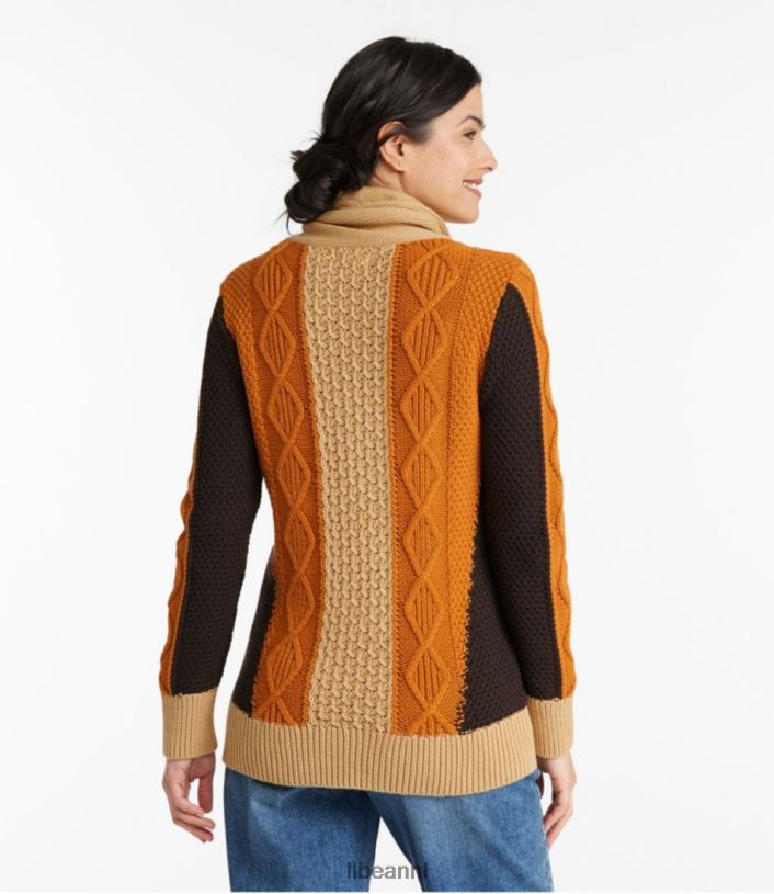 L.L.Bean vrouwen kenmerkende katoenen trui met trechterhals katahdin kaki kleding VT064607
