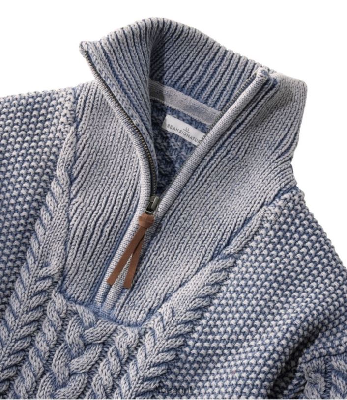 L.L.Bean vrouwen kenmerkende katoenen visserstrui atlantisch blauw gewassen kleding VT0643457