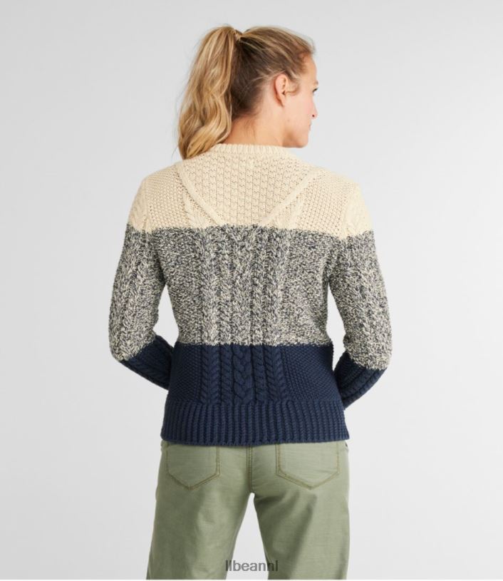 L.L.Bean vrouwen kenmerkende katoenen visserstrui marineblauw kleurblok kleding VT064610