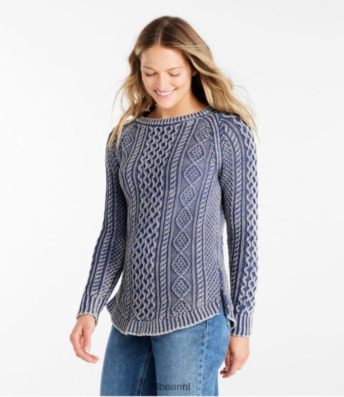 L.L.Bean vrouwen kenmerkende katoenen visserstuniektrui diepe haven gewassen kleding VT0644978