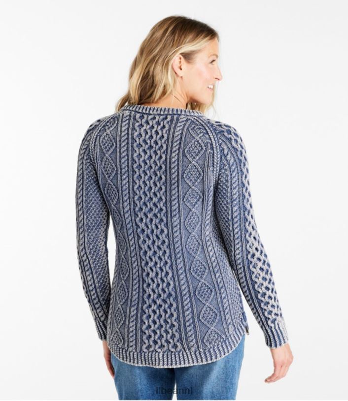 L.L.Bean vrouwen kenmerkende katoenen visserstuniektrui diepe haven gewassen kleding VT0644978