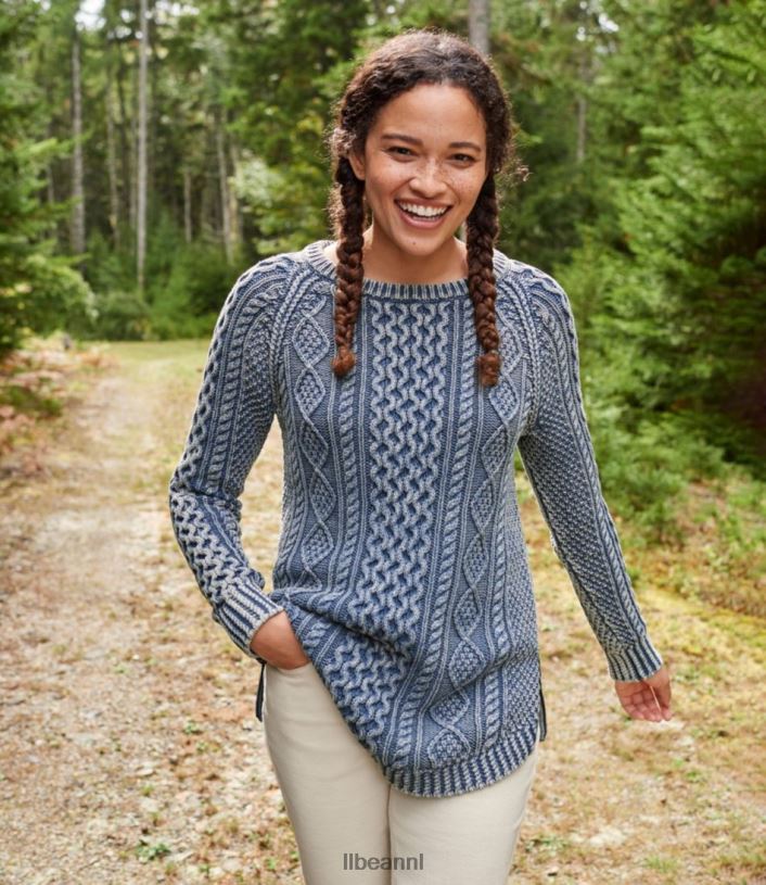 L.L.Bean vrouwen kenmerkende katoenen visserstuniektrui diepe haven gewassen kleding VT0644978