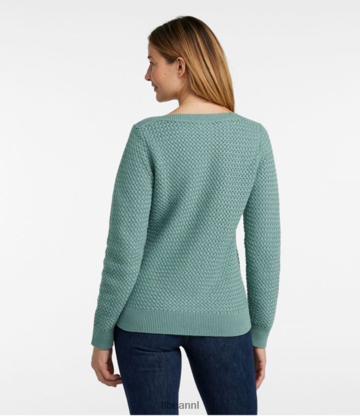 L.L.Bean vrouwen mandgeweven trui maanlicht blauw kleding VT0644822