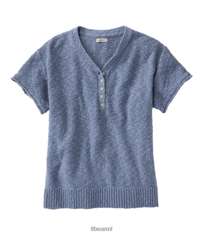 L.L.Bean vrouwen middelzware katoenen slub trui bleek turkoois kleding VT064673