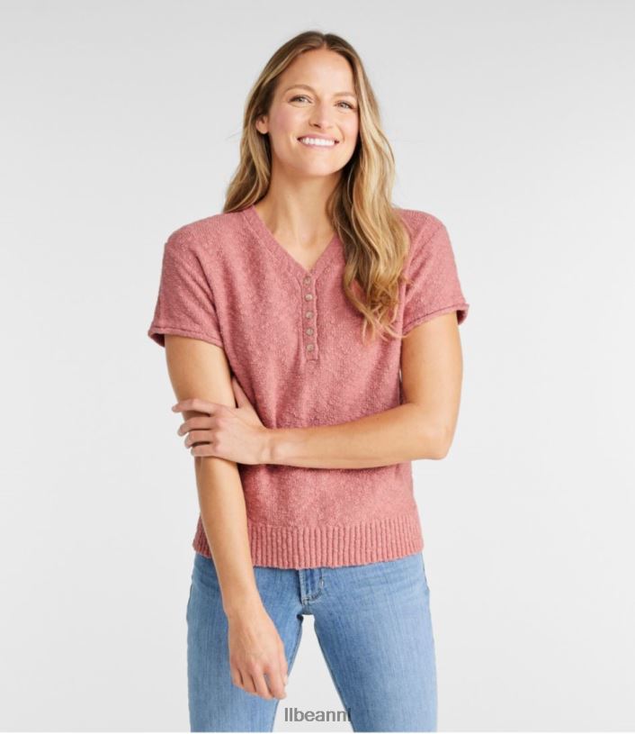 L.L.Bean vrouwen middelzware katoenen slub trui bleek turkoois kleding VT064673