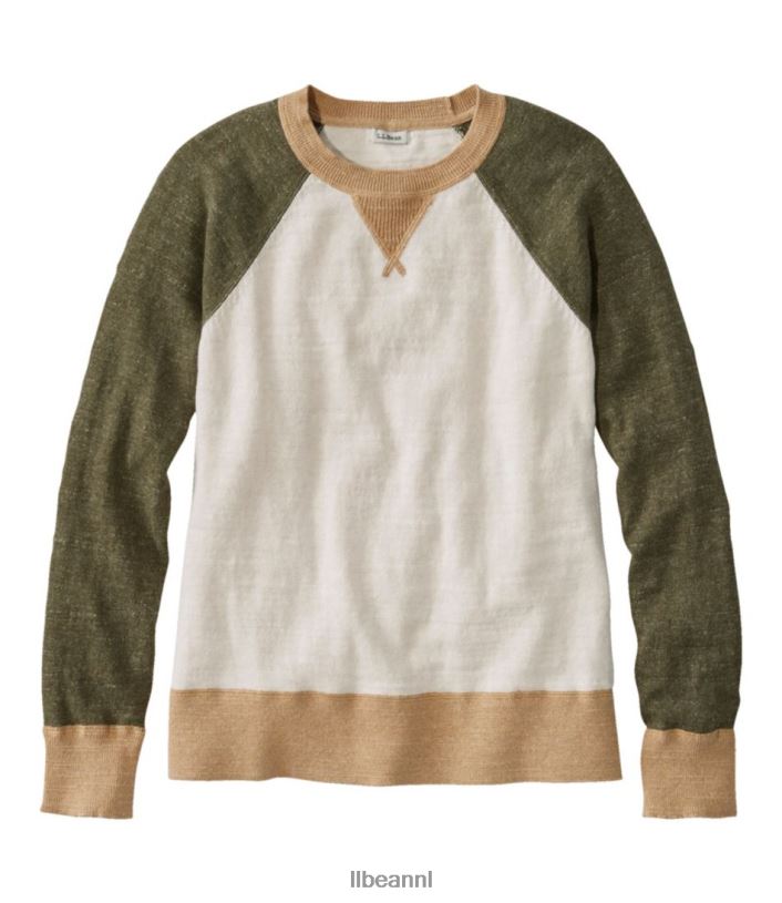 L.L.Bean vrouwen slub trui van biologisch katoen stoffige olijf kleding VT0643034
