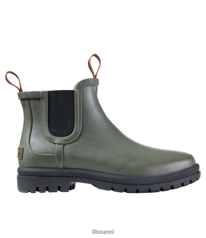 L.L.Bean vrouwen stoere wellie chelsea boots kelp groen/zwart schoenen VT0645185