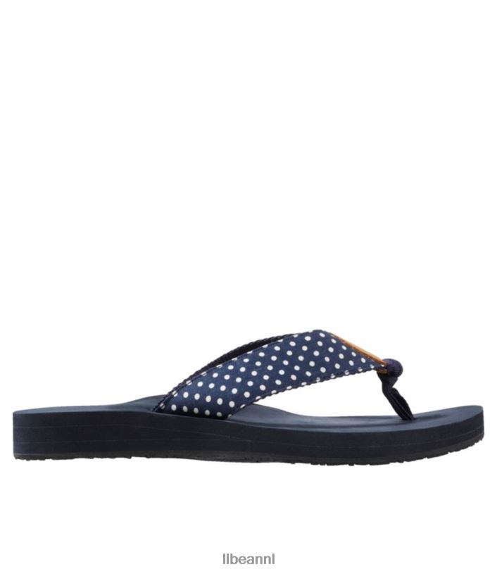 L.L.Bean vrouwen Maine Isle-slippers donkerste marine/witte stip schoenen VT0645167