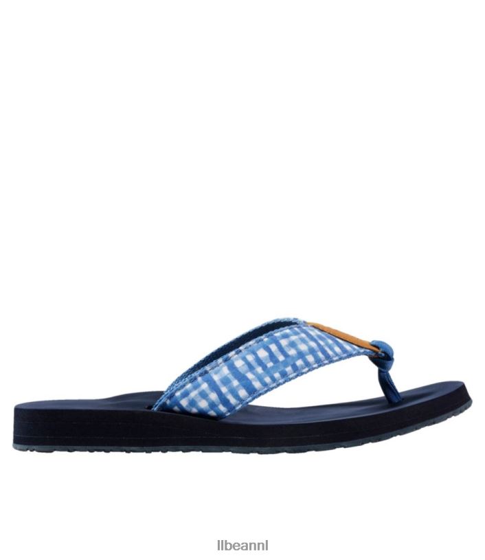 L.L.Bean vrouwen Maine Isle-slippers marineblauwe gingham schoenen VT0643730