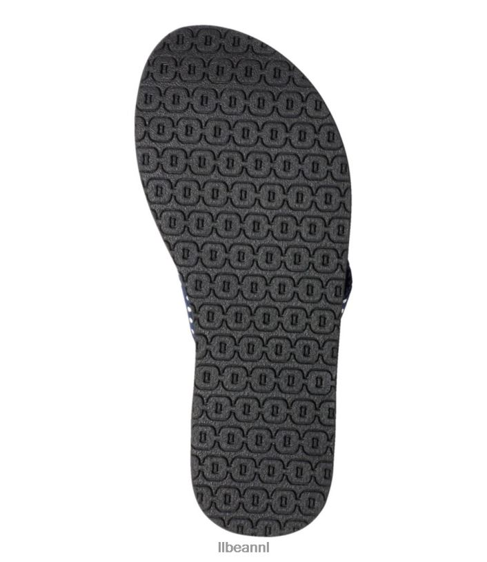 L.L.Bean vrouwen Maine Isle-slippers marineblauwe gingham schoenen VT0643730
