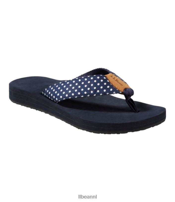 L.L.Bean vrouwen Maine Isle-slippers marineblauwe gingham schoenen VT0643730