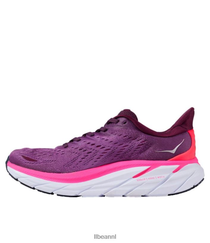 L.L.Bean vrouwen hoka clifton 8 hardloopschoenen druivenwijn/bessenbes schoenen VT0641069