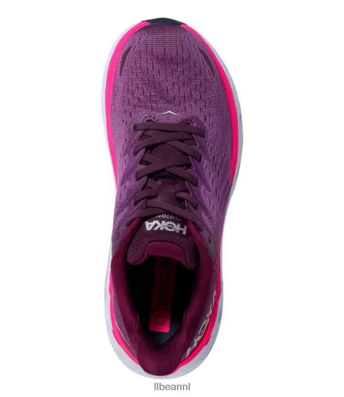 L.L.Bean vrouwen hoka clifton 8 hardloopschoenen druivenwijn/bessenbes schoenen VT0641069