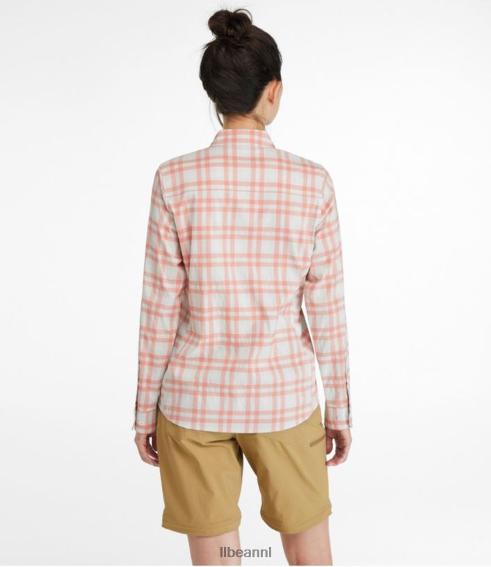 L.L.Bean vrouwen no-flyzone shirt met lange mouwen blauwgroen vissen VT0643889