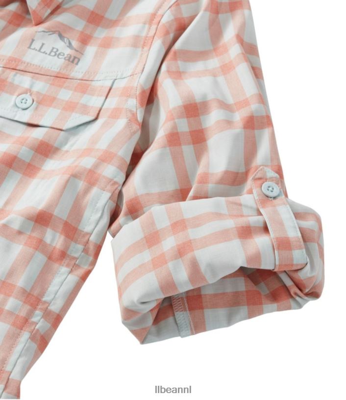 L.L.Bean vrouwen no-flyzone shirt met lange mouwen blauwgroen vissen VT0643889